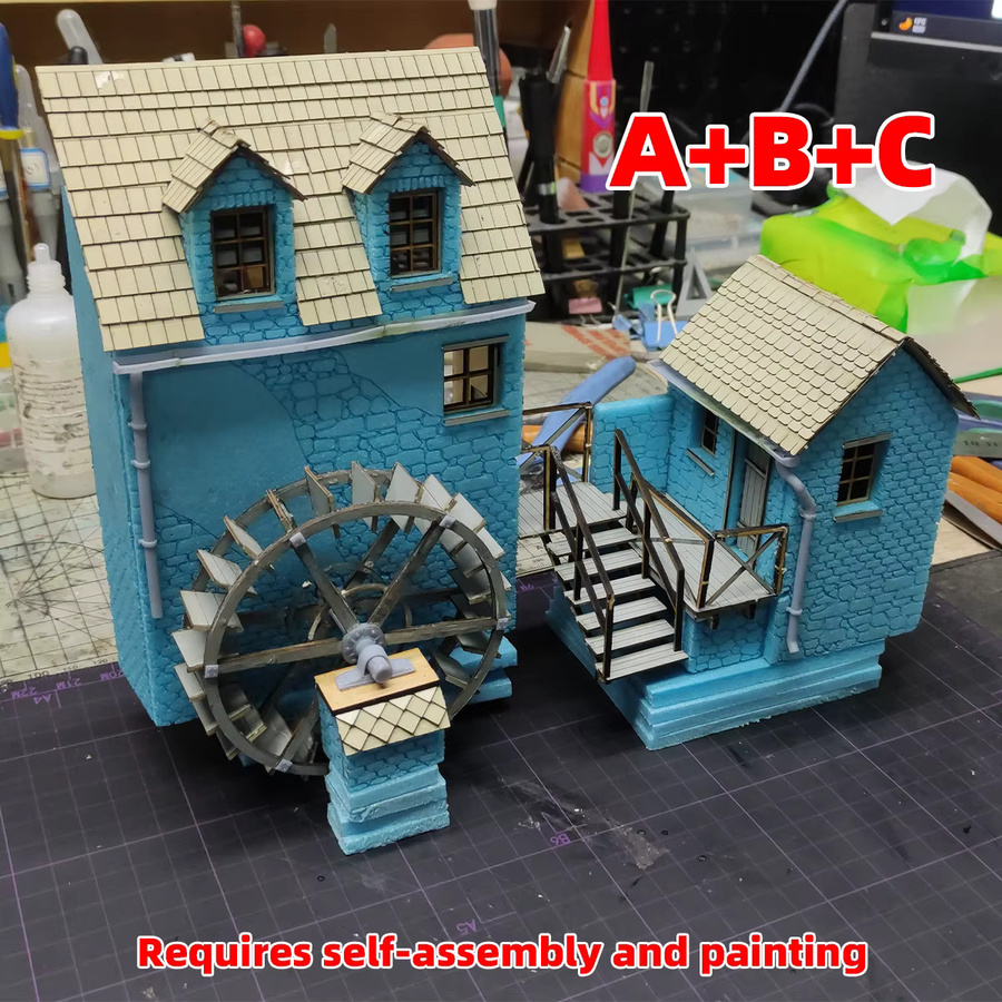 CorMake Europäische Ländliche Wassermühle, Miniatur-Bausatz-Modell, Maßstabsmodell-Bausatz 1/35 - Bild 3