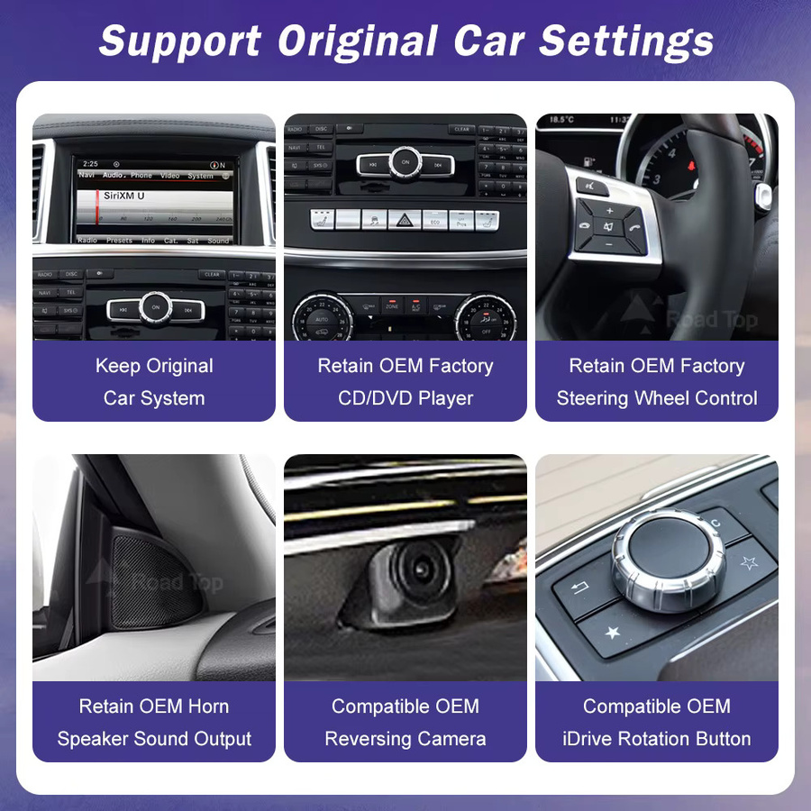 Road Top Multimedia Autoradio mit GPS-Navigation und Bluetooth für Mercedes Benz ML W166 GL X166 GL550 2012–2015, 12,3 Zoll, Schwarz - Bild 5