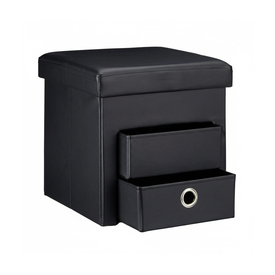 Relaxdays Sitzhocker aus Kunstleder in Schwarz, faltbarer Cube mit Stauraum, B/T/H: 38 x 38 x 38 cm - Bild 2