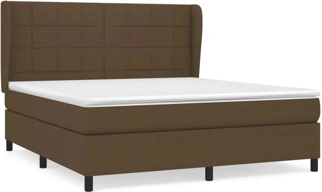 vidaXL Boxspringbett mit Matratze Dunkelbraun Hybrid-Design mit Taschenfederkern B/T: 160 x 200 cm - Bild 1