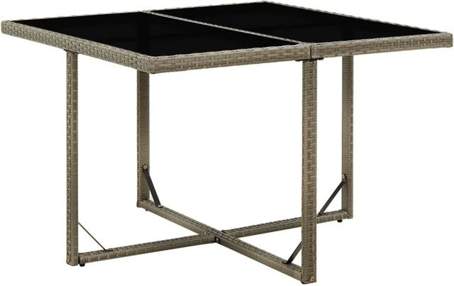 vidaXL Gartentisch modern in Grau und Schwarz aus PE-Rattan und gehärtetem Glas, B/T/H: 107 x 107 x 74 cm - Bild 1