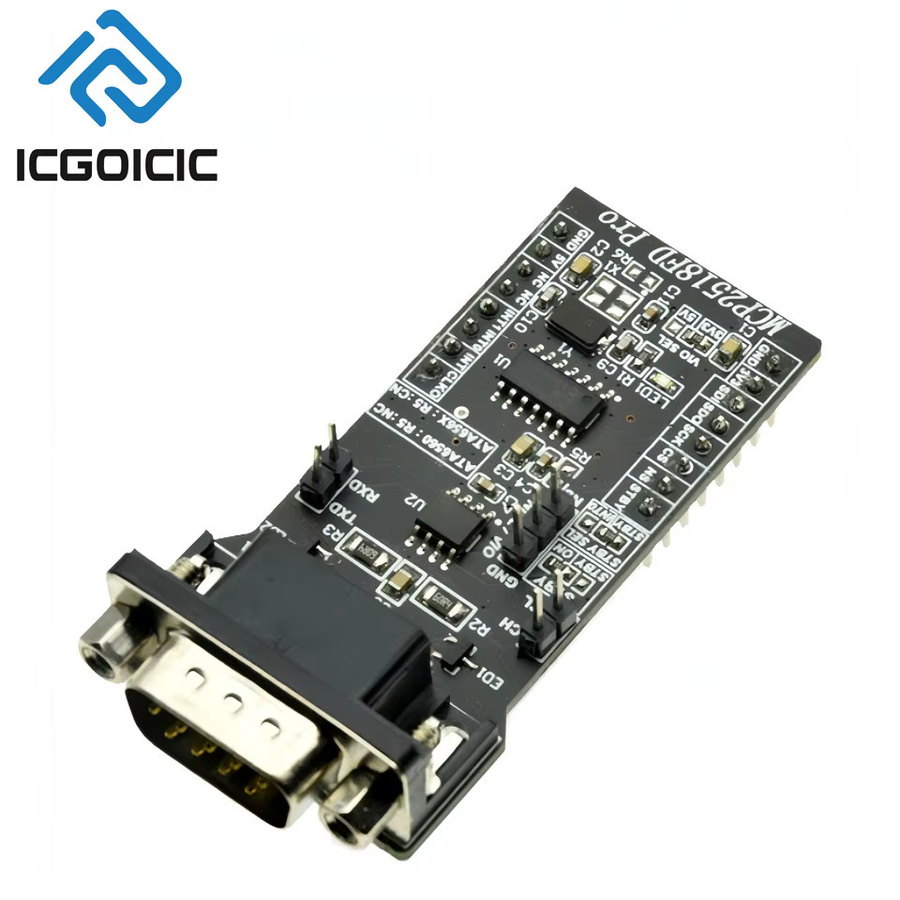 ICGOICIC SPI-zu-CAN-FD-Modul mit MCP2518FD und ATA6560, 8 Mbit/s, 3,3 V/5 V, Arduino-kompatibler CAN-Bus-Adapter für industrielles IoT, Schwarz - Bild 2