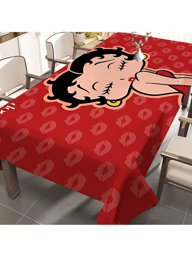B-Bettys B-Boops Tischdecke aus Wachstuch in Rot, rechteckige und wasserabweisende Tischdecke mit grafischem Design - Bild 6