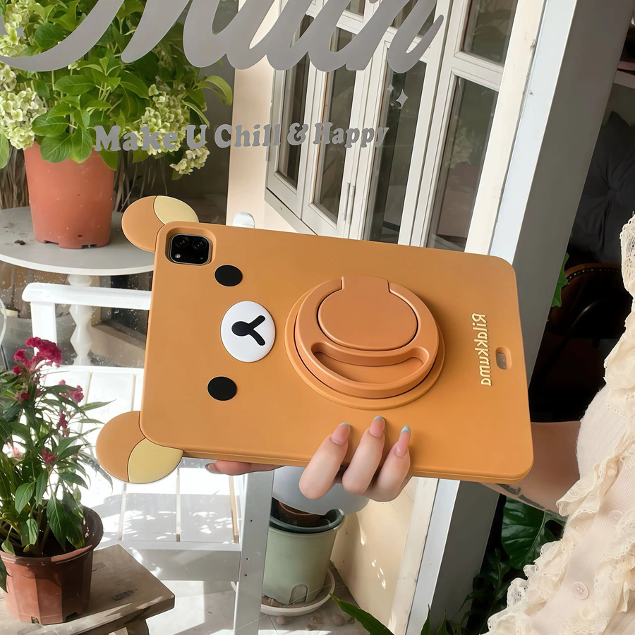 Rilakkuma iPad Schutzhülle mit Cartoon Design in Braun für verschiedene iPad Modelle - Bild 4