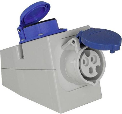 AS Schwabe Camping CEE Wandsteckdose 3-polig mit Schukosteckdose, grau, IP44, 16A 230V - Bild 1