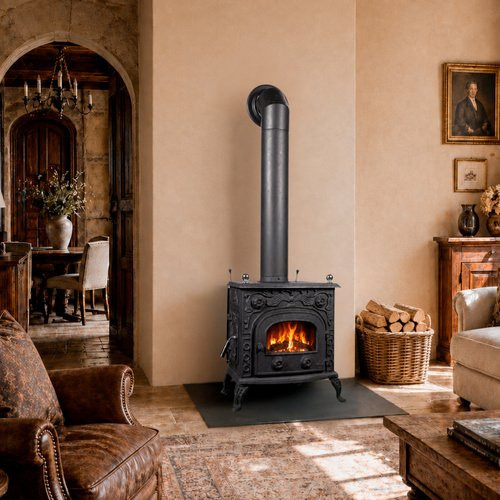 GLOBEFIRE Gussofen Eros in Schwarz aus Gusseisen mit 7,7 kW, B/T/H: 69,0 x 61,0 x 45,0 cm - Bild 1