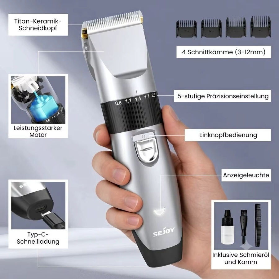 Sejoy Haarschneidemaschine für Herren, silber - Bild 3