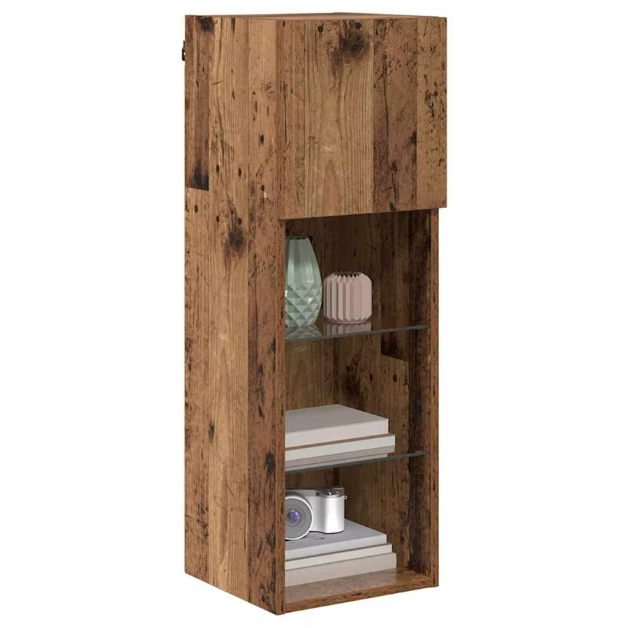VIDAXL Wandmontierte TV-Einheiten im 2er-Set aus Holz in Antik-Optik, Braun, B/T/H: 30,5 x 30 x 90 cm - Bild 3