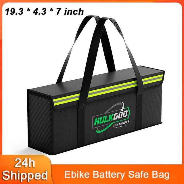 Feuerfeste und wasserdichte E-Bike-Batterietasche für Lipo-Akkus in Schwarz, B/T/H: 49 x 10,9 x 17,8 cm - Bild 1