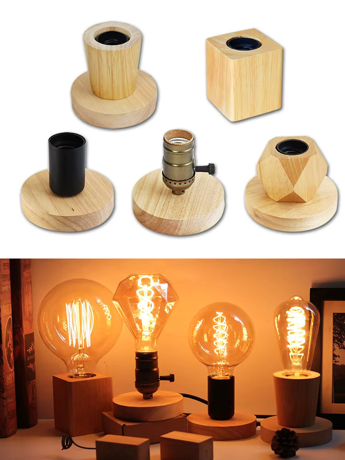 Retro Vintage Tischlampe von PARKSON aus Holz mit E27 Fassung für Schlafzimmer und Schreibtisch - Bild 6