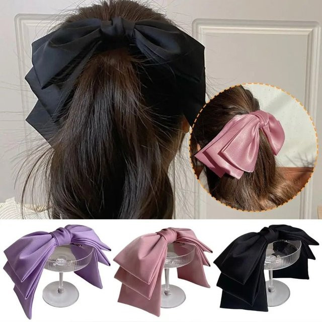 Haarnadel Satin, mehrschichtig, rosa, schwarz, Damen - Bild 1