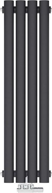 Emke Röhrenheizkörper Oval Anthrazit, einlagiger Paneelheizkörper für Warmwasserbetrieb, 266W, B: 90 cm, H: 24 cm - Bild 1