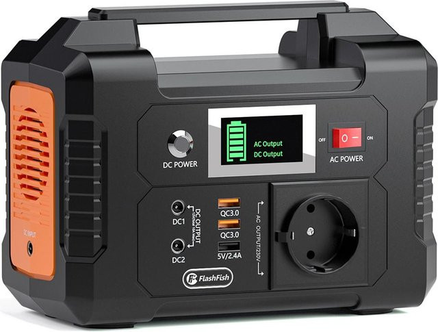Flashfish E200 Tragbare Powerstation mit 200W Nennleistung, 151Wh Kapazität und 3-Wege-Laden in Schwarz - Bild 1