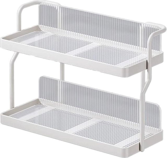 Meterk Arbeitsplattenregal-Organizer aus Karbonstahl, 2-stöckiges Küchengewürzregal und Aufbewahrungsregal für das Schlafzimmer, Weiß - Bild 1