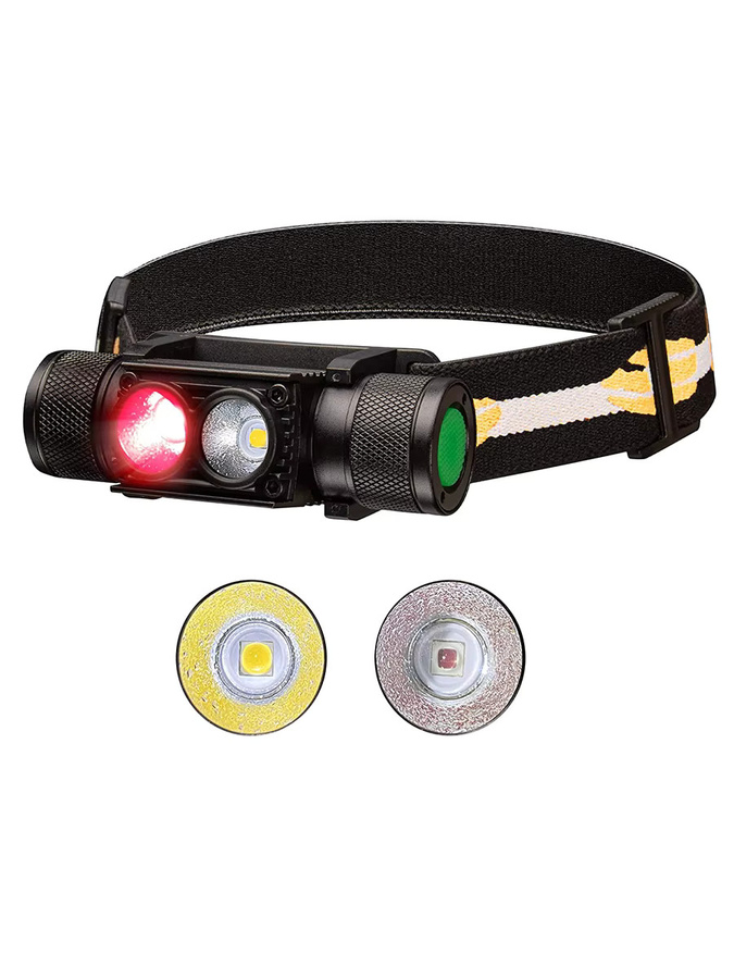 Wurkkos H25LR USB-aufladbare Stirnlampe mit Rot- und Weißlicht, IPX6 wasserdicht und 180 Grad verstellbar, Schwarz - Bild 5