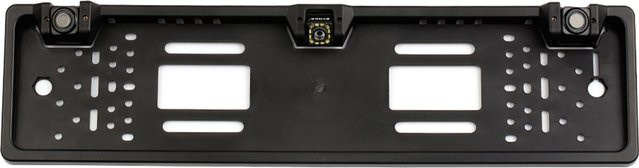 VehicleKit Europäischer Nummernschildrahmen mit 12 LED Rückfahrkamera und Rückfahrradarsystem in Schwarz - Bild 1