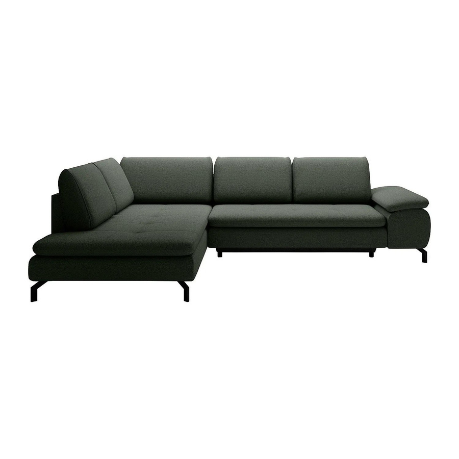 Vente-unique Schlafsofa Archibald in Grün mit L-Form und Armlehnen - Bild 2