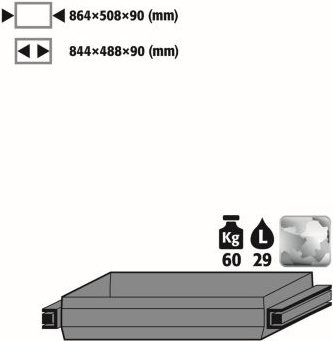 Auszugswanne Standard aus Edelstahl 1.4301 für asecos Sicherheitsschränke der Serien Q30, Q90 und S90, Farbe: Grau, B/T/H: 86,4 x 50,8 x 9,0 cm, Volumen: 29 l - Bild 1