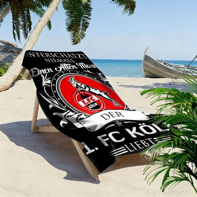1. FC Köln Strandtuch aus Mikrofaser, rot, B/H: 80 x 160 cm - Bild 1