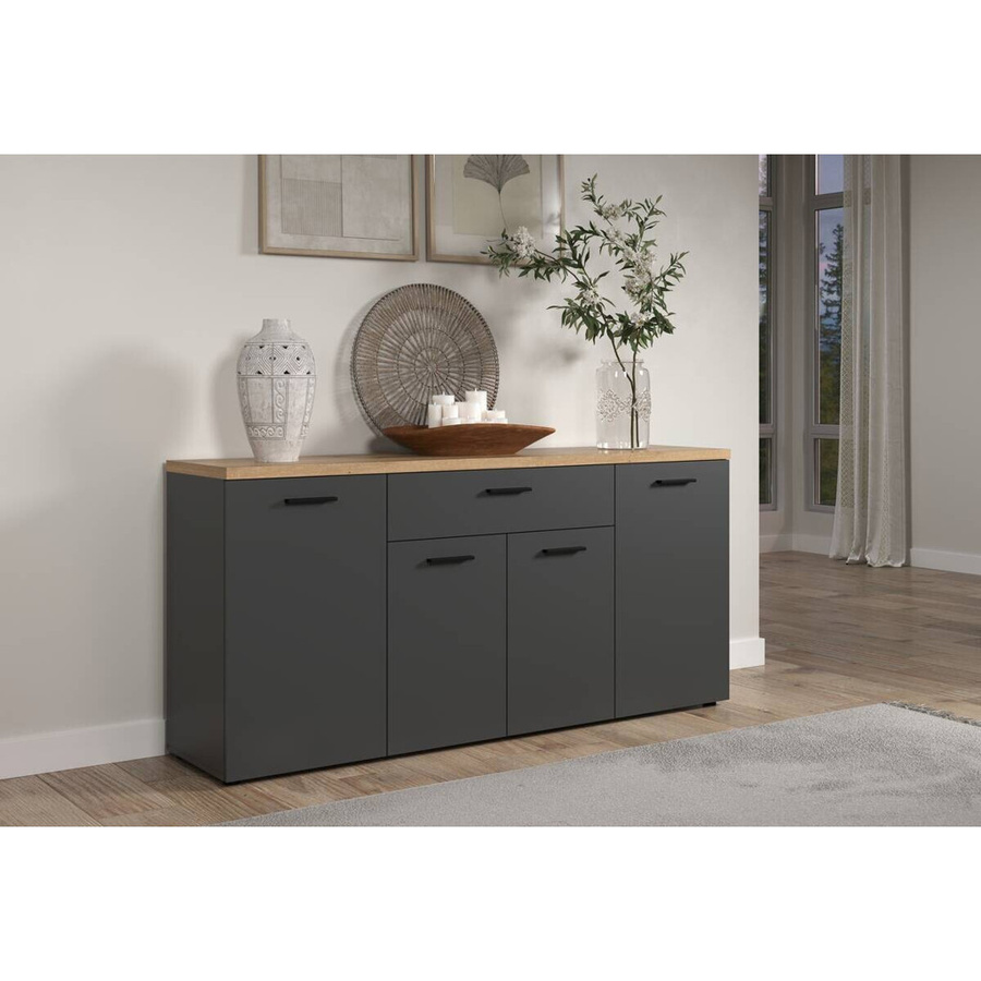 Sideboard Baggio in Eiche-Evoke-Nachbildung und Anthrazit im Loft-Look, B/H/T: 180 x 85 x 42 cm - Bild 3