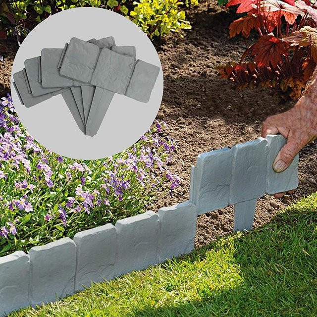 TOMTOP JMS Gartenrandbegrenzung aus Kunststoff für Rasen und Beete, 20 Stück, Silber/Grau - Bild 1