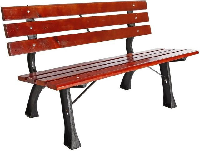 Lex XL Parkbank aus Tannenholz und Metall in Braun und Schwarz für Garten, Balkon oder Terrasse, B/T/H: 150 x 70 x 57 cm - Bild 1
