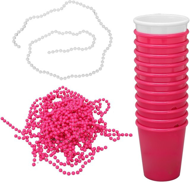 GoolRC Halskette, Glas, Rot, Weiß, Pink, Unisex - Bild 1