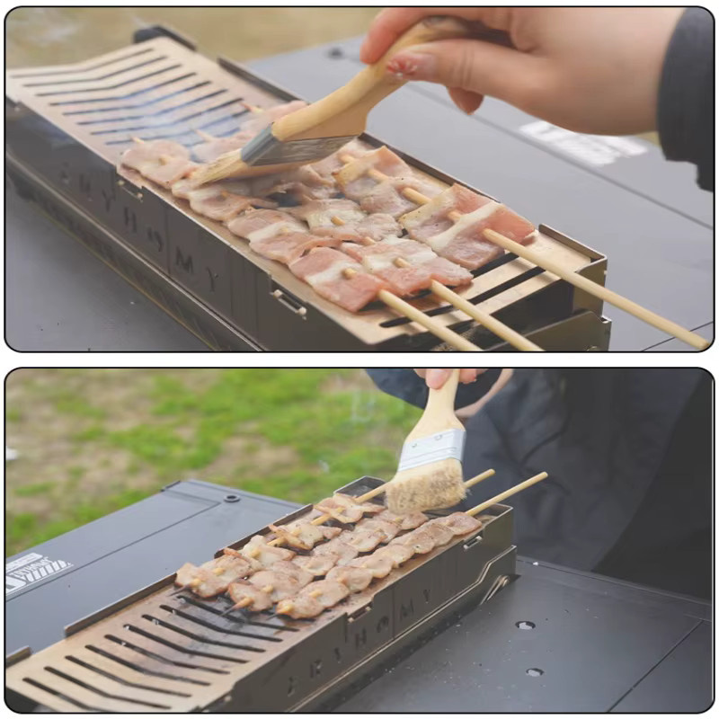 SmiloDon IGT Camping Grillherd aus Edelstahl in Silber, Tischgrill für Outdoor und Camping, B/T/H: 36,0 x 13,5 x 12,5 cm - Bild 6