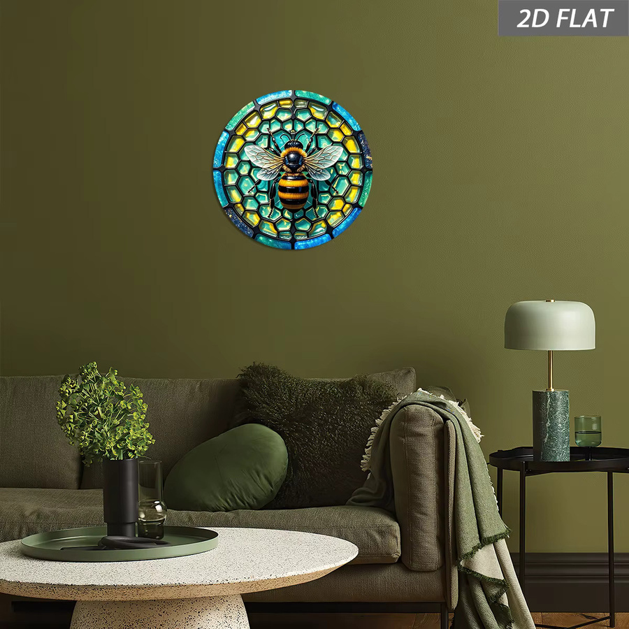 CIFBUY Vintage Metallschild mit Biene und Waben-Design in Multicolour als Wandkunst - Bild 5