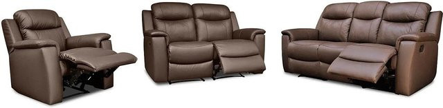 Vente-unique Couchgarnitur Evasion in Braun mit 3-Sitzer-Sofa, 2-Sitzer-Sofa und Sessel aus Kunstleder, B/T/H: 205 x 165 x 95 cm - Bild 1