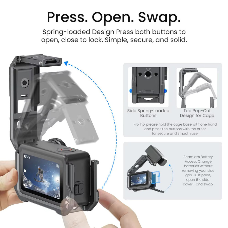 aMagisn Metall-Kamerakäfig mit Schnellwechselbasis für DJI Osmo Action 6 zum Schutz deiner Kamera - Bild 3