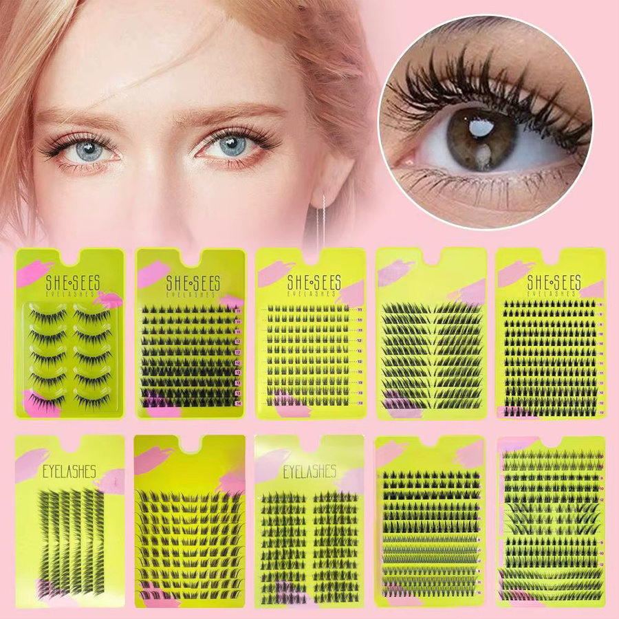 Natürliche Cluster-Wimpern, gekräuselt, Volumen, Unisex - Bild 3