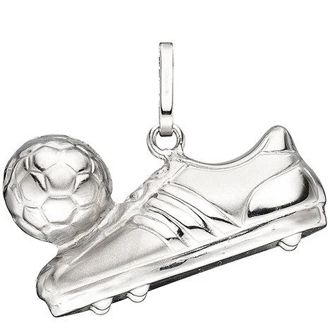 Colfem Anhänger Fußballschuh mit Ball, 925 Sterling Silber, mattiert, Unisex - Bild 1