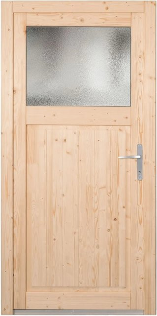 Panto Holz-Nebeneingangstür NET 504 Natur Braun mit Glaseinsatz, B/H: 98 x 198 cm, DIN Rechts - Bild 1