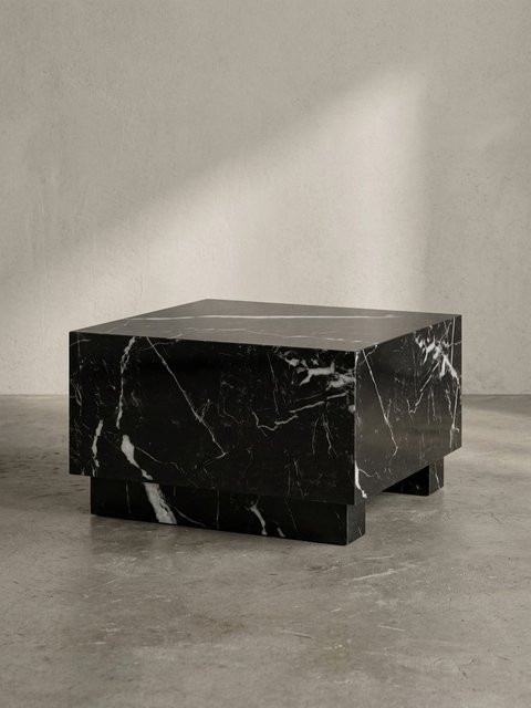 Couchtisch MONOBLOC von KADIMA DESIGN in Schwarz mit Marmor Optik und Hochglanz, quadratisch, B/T/H: 60 x 60 x 35 cm - Bild 1