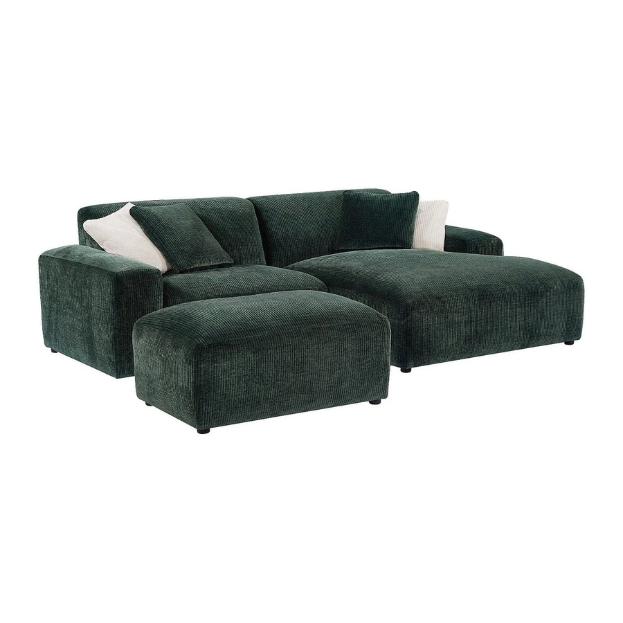 Vente-unique Sofa Tirono in Tannengrün ohne Schlafmöglichkeit, L-Form, Breite: 254 cm, Tiefe: 99 cm - Bild 2