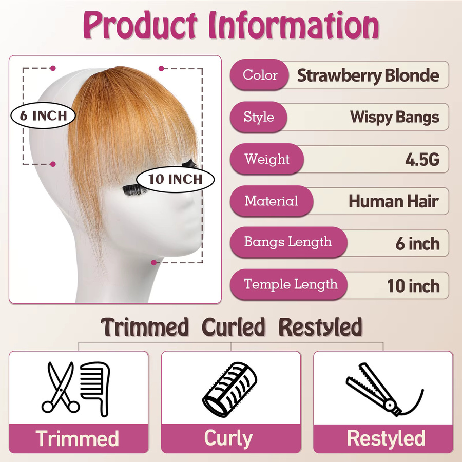 HAIRCUBE Echthaar-Pony, Orange Ombre, Damen - Bild 2