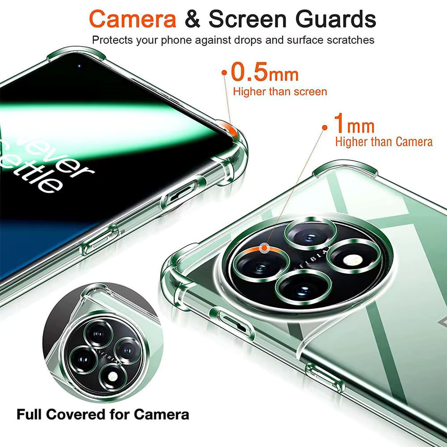 Stoßfeste transparente Silikon-Schutzhülle für OnePlus 11 5G 11R 10T 10R 10 Pro 9 Pro 8 8T 7T mit 1,5 mm Air-Bag-Schutz - Bild 3