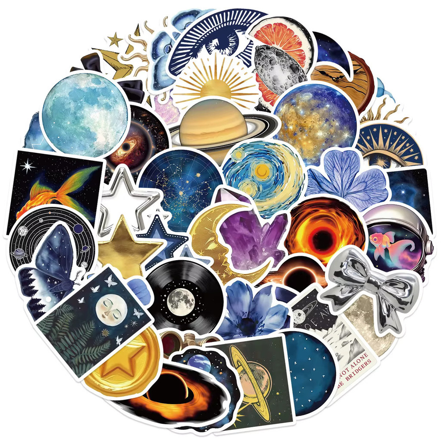50 Stück Cartoon Cosmic Celestial Aufkleber wasserfest für DIY-Dekoration von Gitarre, Notebook und Gepäck von Anime Worlds Store in Multicolour - Bild 2