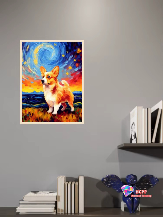 Potdemiel DIY Diamond Painting Set Welsh Corgi Hund Porträt als Mosaik Kunstwerk in Mehrfarbig - Bild 2