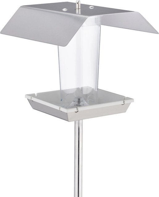Relaxdays Vogelfutterhaus aus Edelstahl in Silber mit Ständer, Höhe: 167 cm, Breite: 17,5 cm, Tiefe: 17 cm - Bild 1