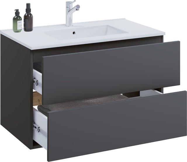 VCM Waschtisch-Set Cosila-I mit Keramikbecken und Badschrank mit 2 Softclose-Schubladen, H x B x T: 51 x 81 x 47 cm - Bild 1