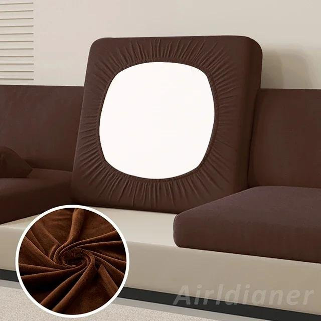 Anti-Schmutz-Sofakissenbezug aus Samt in Braun, elastischer und rutschfester Stuhlsitzschutz für dein Sofa und deine Möbel - Bild 1