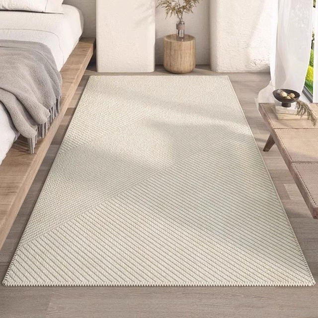 FQMM Plüschteppich in Grau, rutschfester und waschbarer Bodenmatten-Teppich für Schlafzimmer und Wohnzimmer, B/T: 40 x 120 cm - Bild 1
