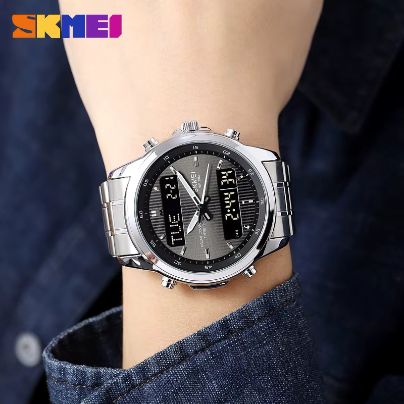 SKMEI Armbanduhr Digital, Quarz, Edelstahl, Schwarz, Herren - Bild 4