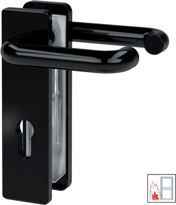 BASI Türbeschlag FS-Drücker-Beschlag ZT-FS 2150 Kurzschild Eckig in Schwarz aus Kunststoff und Stahl B/H: 40 x 190 mm - Bild 1
