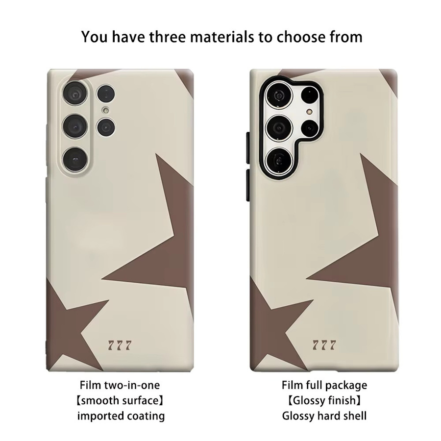 Neutral Star & 777 Muster Handyhülle für Samsung Galaxy S25 Ultra, S24 und S23 Ultra Plus in Beige, stoßfeste Doppelschicht robuste Rückabdeckung - Bild 2