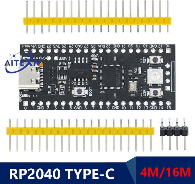 YANXD RP2040 Core Board mit USB-C Anschluss für Raspberry Pi Pico, 16 MB, Schwarz - Bild 1