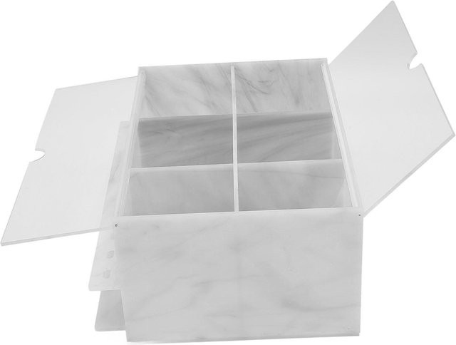 KONNWEI Staubdichte Aufbewahrungsbox aus Acryl mit 10 Löchern und Marmorstruktur in Weiß und Transparent für Wimperntransplantationszubehör - Bild 1