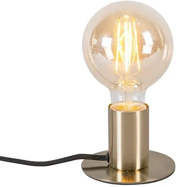 QAZQA Art Deco Tischlampe Facil in Gold/Messing mit transparentem Glasschirm und E27 Fassung, dimmbar - Bild 1